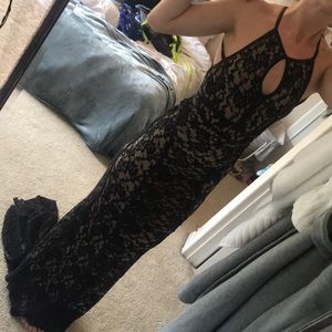Beautiful black and nude lace gown!